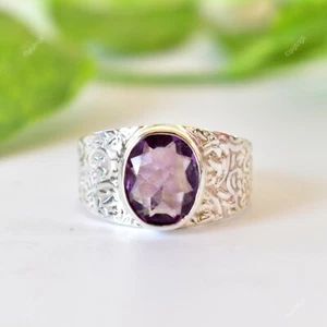 Eleganter 925 Silber Amethyst Ring echter lila Edelstein Größe 7 Geschenk für Sie - Bild 1 von 12