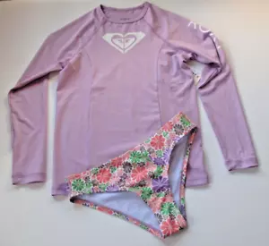 Roxy Girls 16/XXL Long Sleeve 2 Pc Rash Guard Tankini Swimsuit Set Whole Hearted - Picture 1 of 4