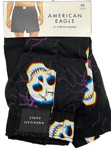 Neu mit Etikett American Eagle Stretch Boxer Gr. XS-S-M-L-XL schwarz Totenköpfe Halloween #55 - Bild 1 von 11