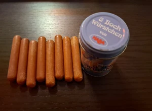 Haba Bockwürstchen,8 Stück,Metall/Holz,guter Zustand - Bild 1 von 3