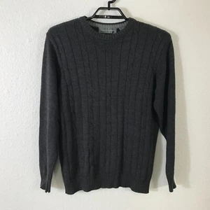 Oscar De La Renta Mens Sweater Dark Gray Cotton Blend Cable Knit Long Sleeve - Picture 1 of 7