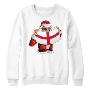 Santa England Flag Sweatshirt Football Christmas Jumper Day Kids World Suppor... - Picture 1 of 13