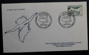 1971 Greenland Conveyance of Mail FDC ties 50 ore stamp canc Julianehab - Picture 1 of 2