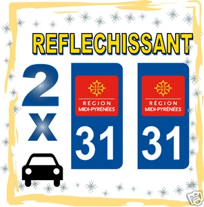 2 stickers REFLECHISSANT département 31 rétro-réfléchissant immatriculation AUTO - Picture 1 of 11