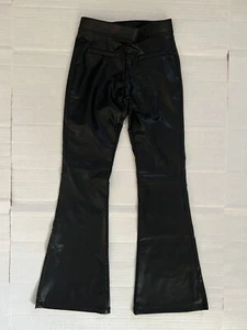 ZARA Girls Black Flared Leather Pants Sz 8Y - Picture 1 of 3