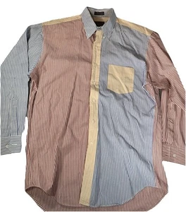 VINTAGE Chaps Ralph Lauren Herren Hemd Large rot blau gelb gestreift Color Block - Bild 1 von 10
