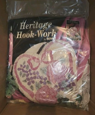 Bernat Heritage Hook-Work Heart of Flowers Rug Hooking Kit 14" x 13" - Image 1 of 4