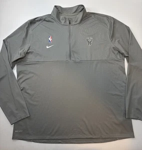 Nike NBA Milwaukee Bucks 1/4 Zip Dri Fit Basketball Pullover Gray Men’s XXL - Picture 1 of 6