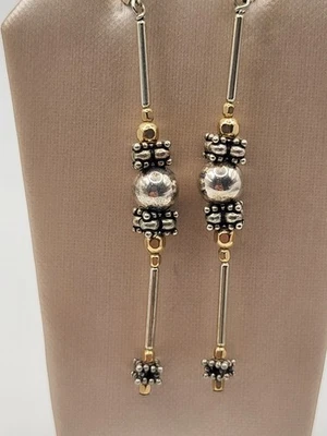 Pendientes colgantes de cierre francés perforados con racimo de cuentas de oro de ley Silpada de 3" Foto 1 de 4