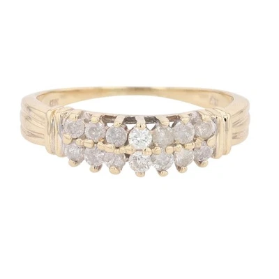 Anillo llamativo con racimo de diamantes de corte redondo de 0,40 quilates de oro multicolor de 10 k talla 8 Foto 1 de 4