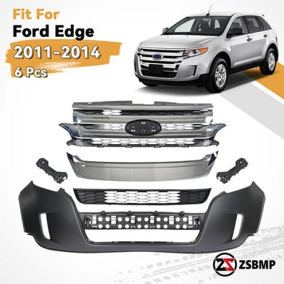 Front Bumper Cover Grille Assembly Kit Complete For 2011-2014 Ford Edge Primed - Image 1 of 4