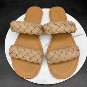A New Day Lucy Damen-Sandalen veganes Leder geflochten hellbraun beige Größe 8 - Bild 1 von 5