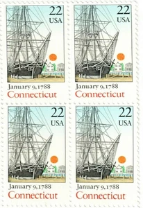 CONNECTICUT--Block of 4 Collectible Stamps--FREE SHIPPING - Picture 1 of 1