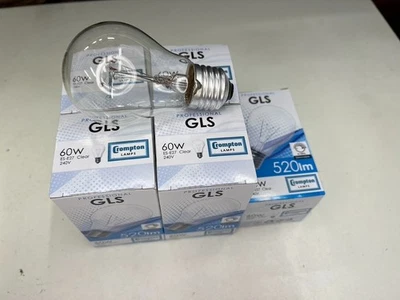 5x 60w Light Bulbs Edison Screw 240V Lamps GLS Clear Old Style E27 ES Dimmable - Image 1 of 4