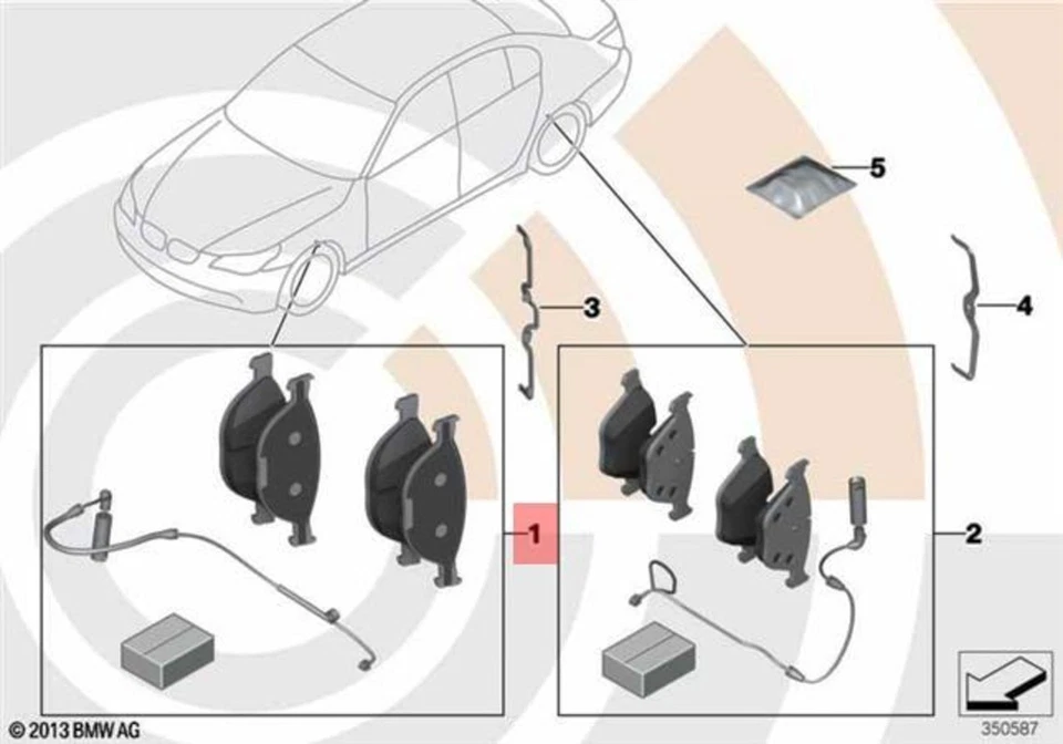 原始设备制造商宝马刹车片套件前 5 系列 E60、E61 (525i、525xi、530xi、545i、550i) — 第 1/1 张图片