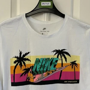 Nike Tee Tropical Shirt Adult XXL White Swoosh Logo Nike Sportwear Graphic Mens - Picture 1 of 10