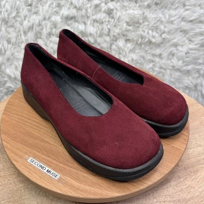 L.L. Bean бордовая замша поскользнуться на комфорт на танкетке балет каблуки женский размер 7,5B - Изображение 1 из 4