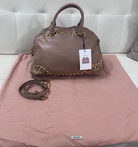Miu Miu Model Cofer With Studs Pink Leather Authentic Certified - Foto 1 di 12