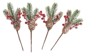 VBS Ramas de Abeto con Bayas y Conos Set de 4 Decoración Navidad - Imagen 1 de 9