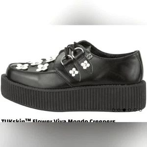 TUKskin™ (T.U.K) FLOWER VIVA MONDO PLATEAU CREEPER SCHWARZ/WEISS LEDER Größe 7 - Bild 1 von 9