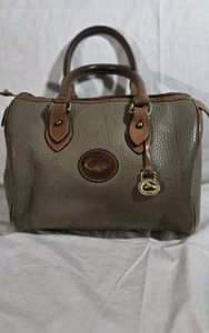 Vintage Dooney & Bourke Tan All Weather Pebbled Leather Zip Top Satchel Bag - Picture 1 of 14
