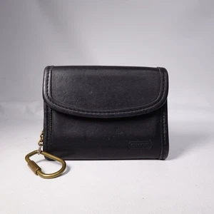 Vintage Coach 7219 Black Leather Multi Function Wallet Coin Pouch Key Chain - Picture 1 of 12