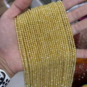 Cuentas de circón amarillo facetado micro redondas naturales genuinas de 2/3/4 mm para joyería hágalo usted mismo - Imagen 1 de 7