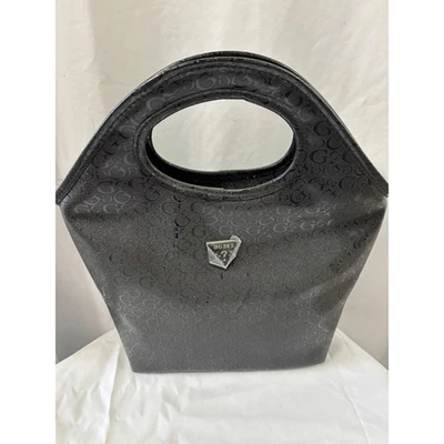 Guess NWT Monogram Tote Bag Black Patent Glossy Handles Carryall Handbag - Image 1 of 4