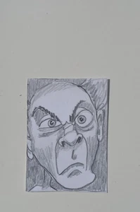 ACEO Original Lápiz Dibujo Cara Divertida Hombre Arte Original no es una impresión - Imagen 1 de 3
