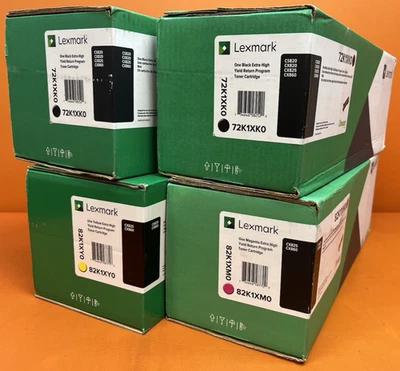 全新 4 件套 Lexmark OEM 82K1XY0 82K1XM0 72K1XK0 高产量碳粉 CX825 — 第 1/4 张图片