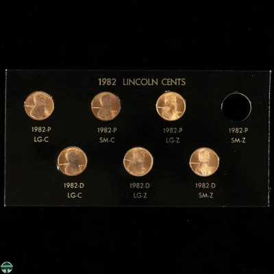 1982 Lincoln Cents Holder with 6 of the 7 Cents minted in 1982 - Image 1 of 4