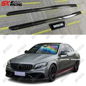 For Mercedes-Benz W205 C63 15-21 Glossy Black/Carbon Fiber Side Skirts Bodykits - Picture 1 of 29