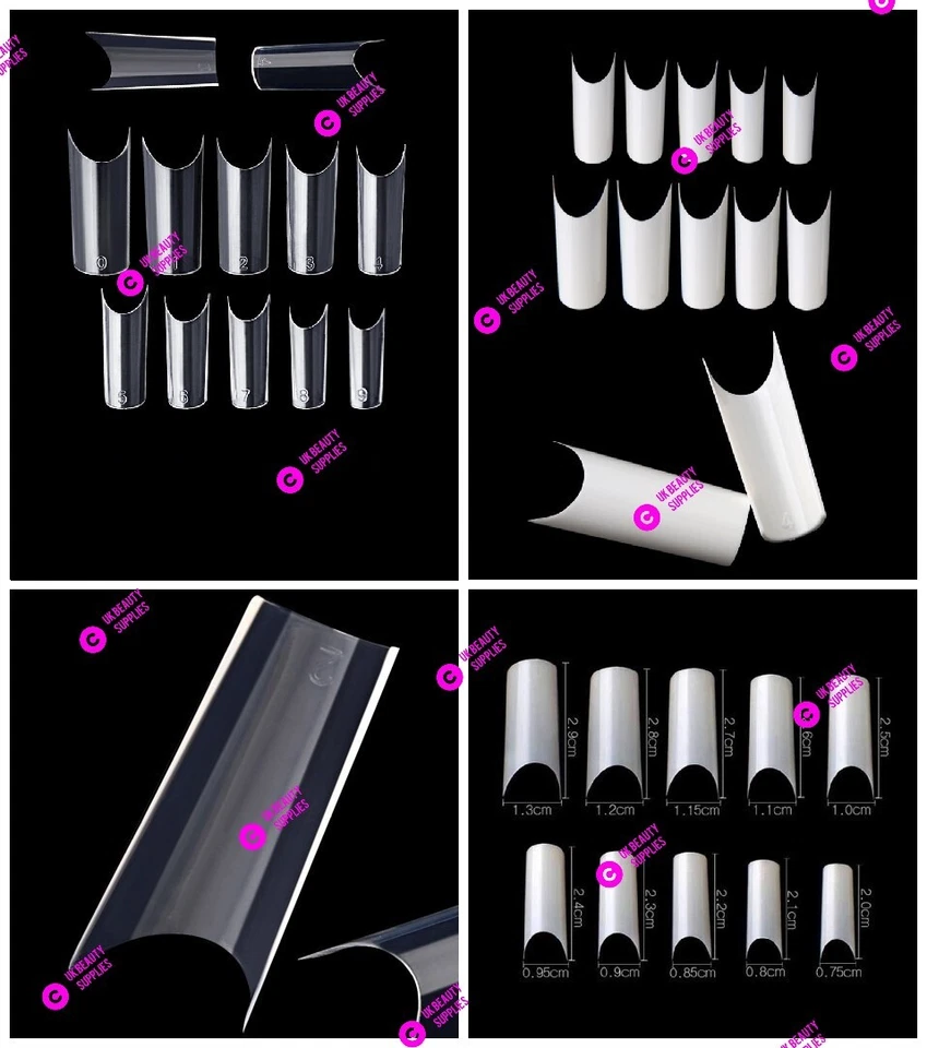 500x Pre Pinched C Curve HALF COVER False Nail Tips Straight Square - UK SELLER - Image 1 of 1