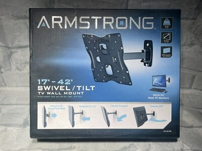 Armstrong Swivel & Tilt  Universal TV Wall Mount for 17” to 42” TVs Monitors NEW - Image 1 of 4