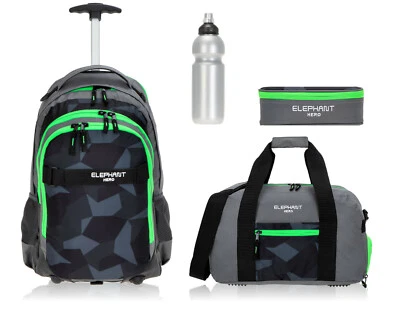 Schultrolley 4T Set Trolley Elephant Signature Rucksack 12771 Cyber Camo Grün - Bild 1 von 4