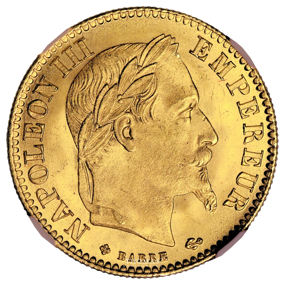 Monnaie France - Napoléon III - 10 Francs Or tête laurée - 1866 BB - NGC MS 67 ! - Photo 1/2