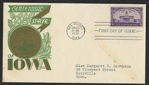 USA 1938 2 FIRST DAY COVERS WITH CACHET IOWA TERRITORY CENTENNIAL ISSUE - Picture 1 of 2