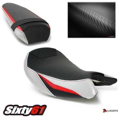 Suzuki GSXS 1000 Seat Covers 2015-2019 2020 Luimoto Front Rear Red White Carbon - Image 1 of 4