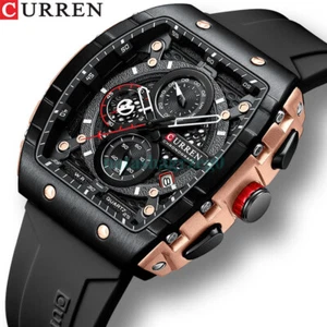 CURREN Men Rectangle Watch Fashion Chronograph Wristwatch Boy Sport Watches GIFT - Picture 1 of 31
