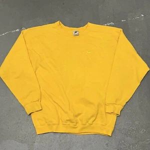 Vintage 1990’s Nike White Tag Crewneck Sweater Medium Yellow - Picture 1 of 8