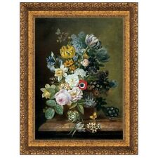 Design Toscano Still Life with Flowers, 1839: Canvas Replica Painting: Small