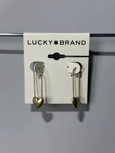 Lucky Brand Rose Gold Tone Heart Pin Drop Dangle Earrings Brand New With Tag - Picture 1 of 6