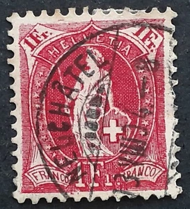 1904 Switzerland 1FR carmine Helvetia stamp cancelled Neuchatel - Bild 1 von 2