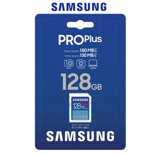 SD Card SAMSUNG PRO Plus 128GB SDXC C10 U3 V30 DSLR Video Camera Memory 180MB/s - Picture 1 of 8