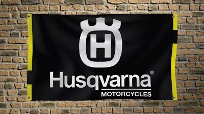 Husqvarna Flag 3x5 FT Motorcycle Racing Banner for Garage Workshop Man Cave Wall - Image 1 of 2