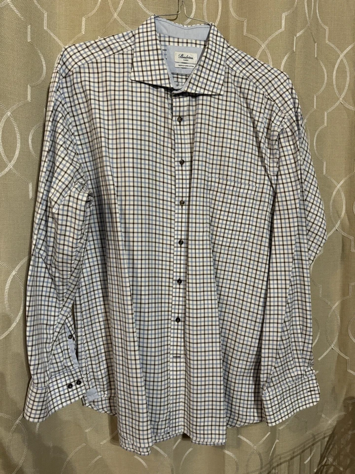 Stenstroms Dress Shirt Size 46 18 in Blue And Brown - Image 1 of 4