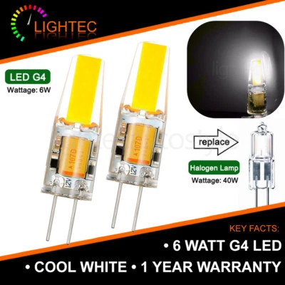 12V COOL WHITE 6W COB G4 LED LIGHT LAMP BULBS 40W HALOGEN EQUIVALENT 1/2/4/6PCS - Image 1 of 4