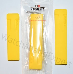 Original Tissot T-Race Men's T048417A, T048427A Yellow Rubber Band Strap w/ Pins - Picture 1 of 5
