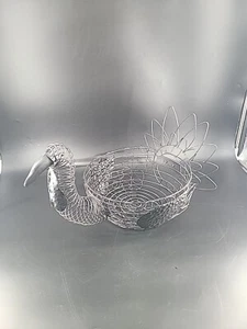 Cesta de pavo de alambre grande de metal negro Acción de Gracias 10" - Imagen 1 de 7