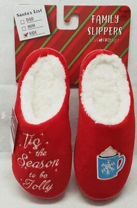 Kids' Holiday Slippers "Tis The Season To Be Jolly" Size M(13-1)/New - Picture 1 of 9